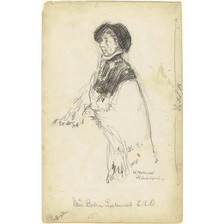 Informal sketch of an older lady writing. 